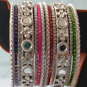 Silver bangles multi colored