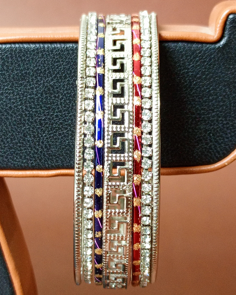Silver bangles multi colored - Image 2