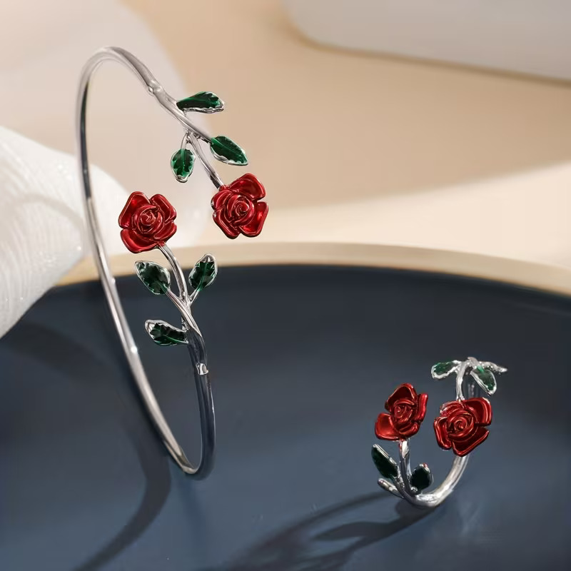 Rosé Bloom Bracelet & Ring Set