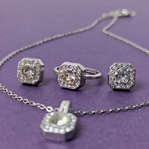 Elegant Crystal Halo Jewelry Set