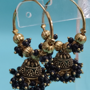 Midnight Bloom Jhumka Hoop Earrings