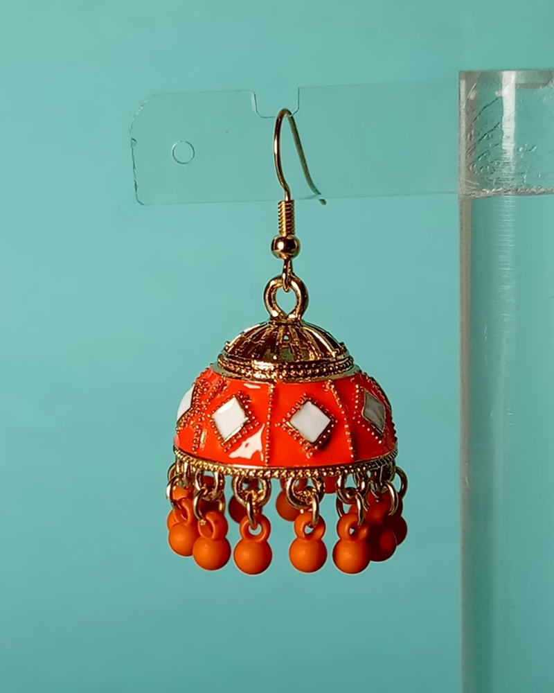 Dainty Floral Lattice Jhumkas - Image 2