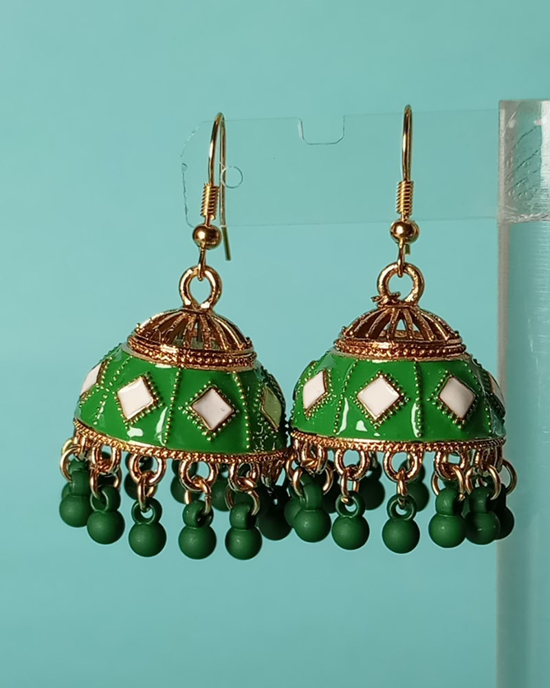 Dainty Floral Lattice Jhumkas - Image 25
