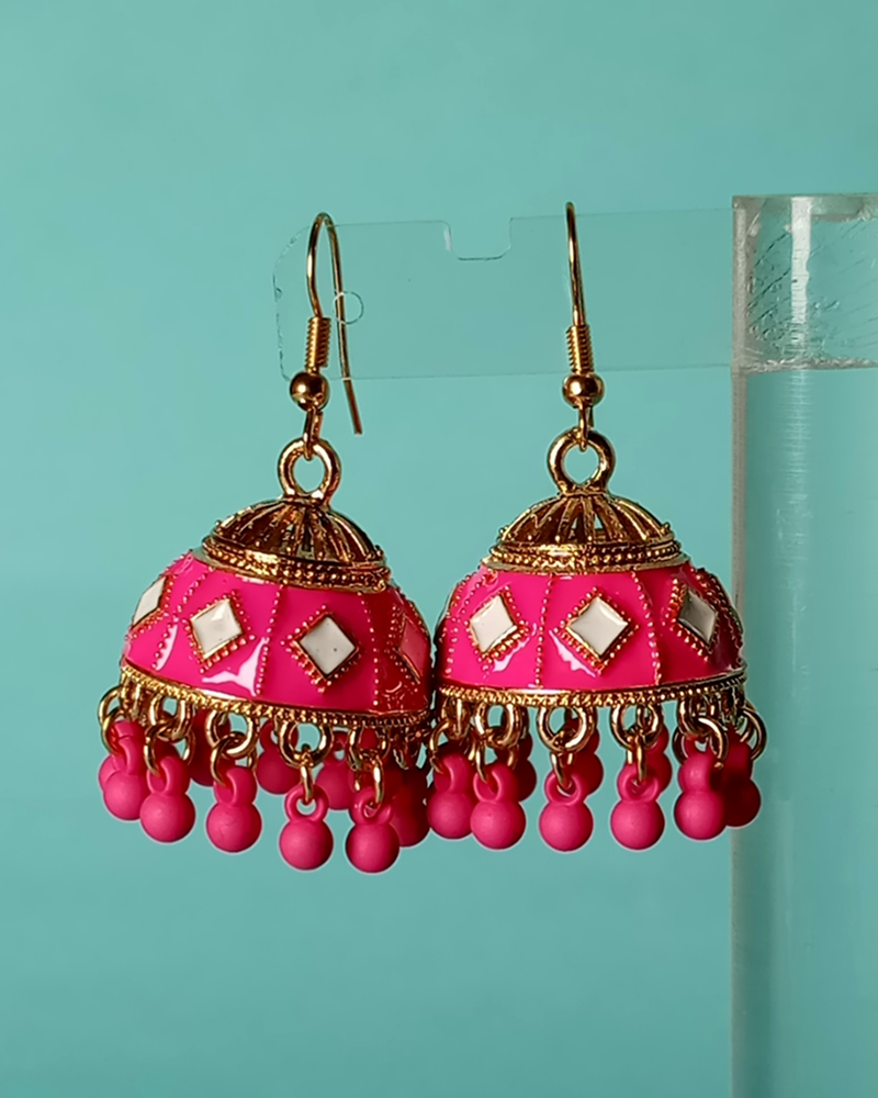Dainty Floral Lattice Jhumkas - Image 19