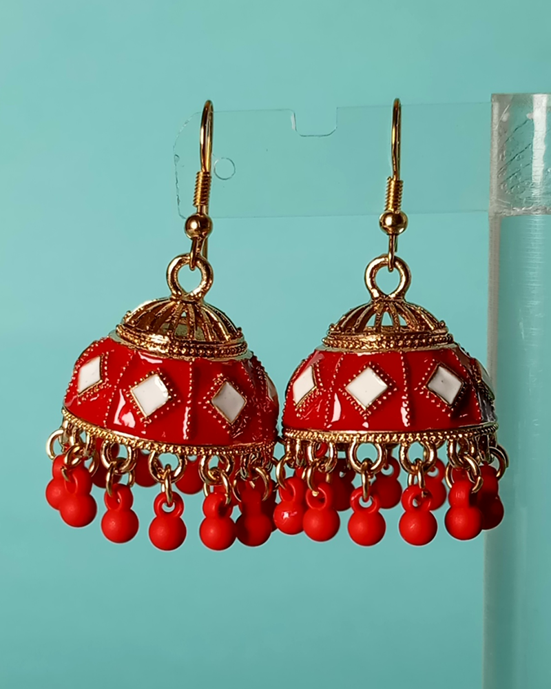 Dainty Floral Lattice Jhumkas - Image 15