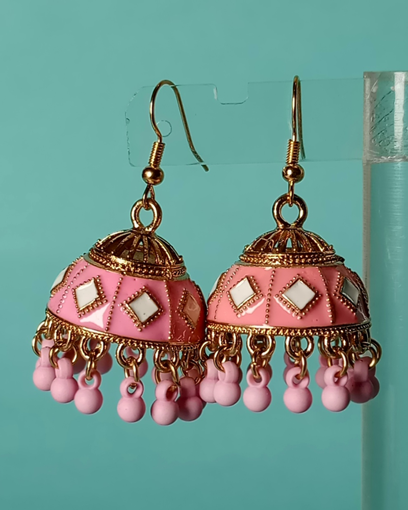 Dainty Floral Lattice Jhumkas - Image 11