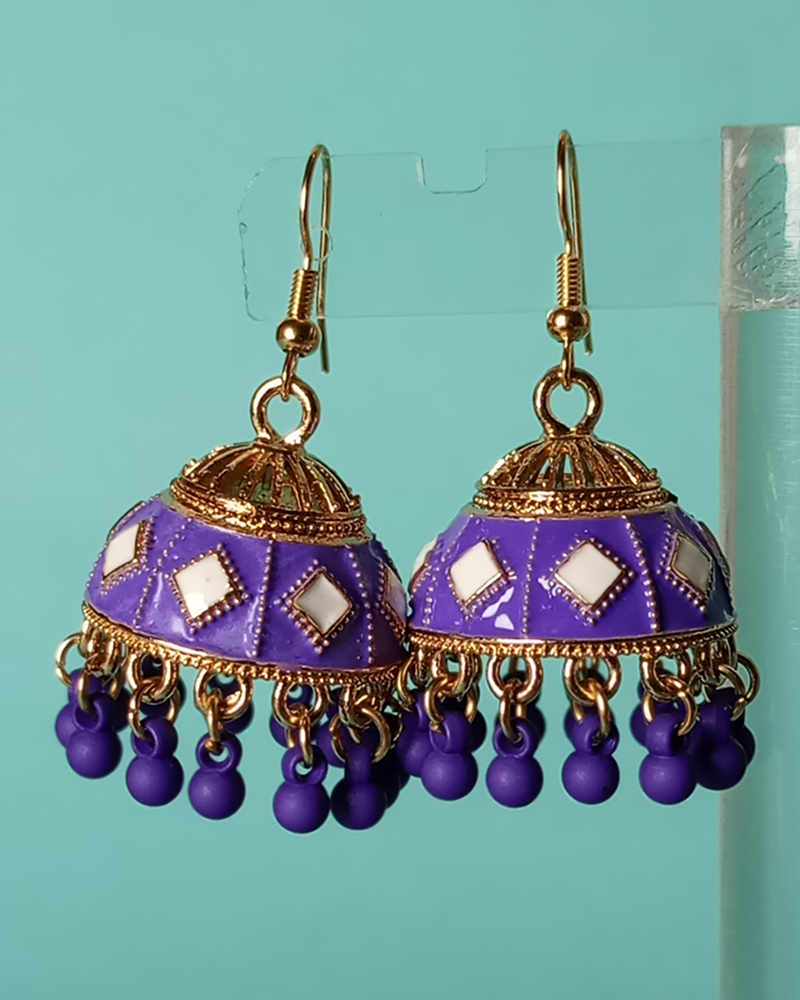 Dainty Floral Lattice Jhumkas - Image 9