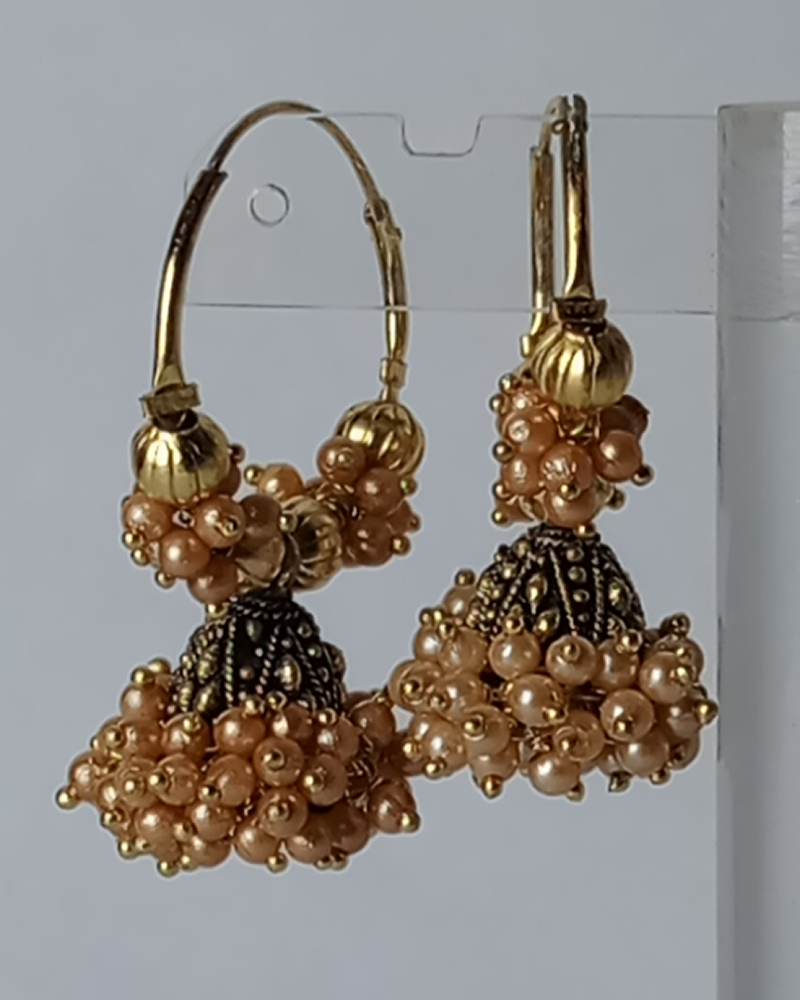 Midnight Bloom Jhumka Hoop Earrings - Image 3