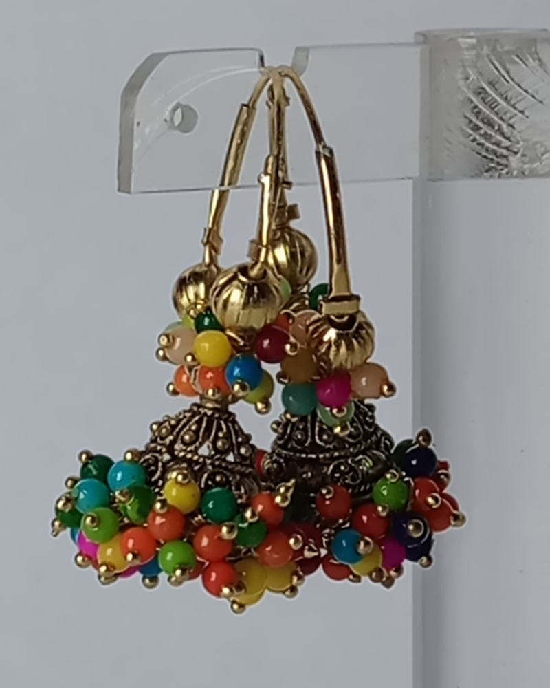 Midnight Bloom Jhumka Hoop Earrings - Image 5