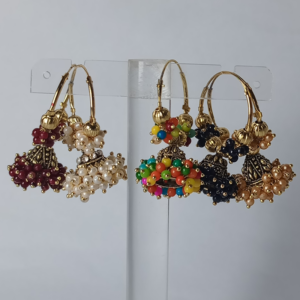 Midnight Bloom Jhumka Hoop Earrings