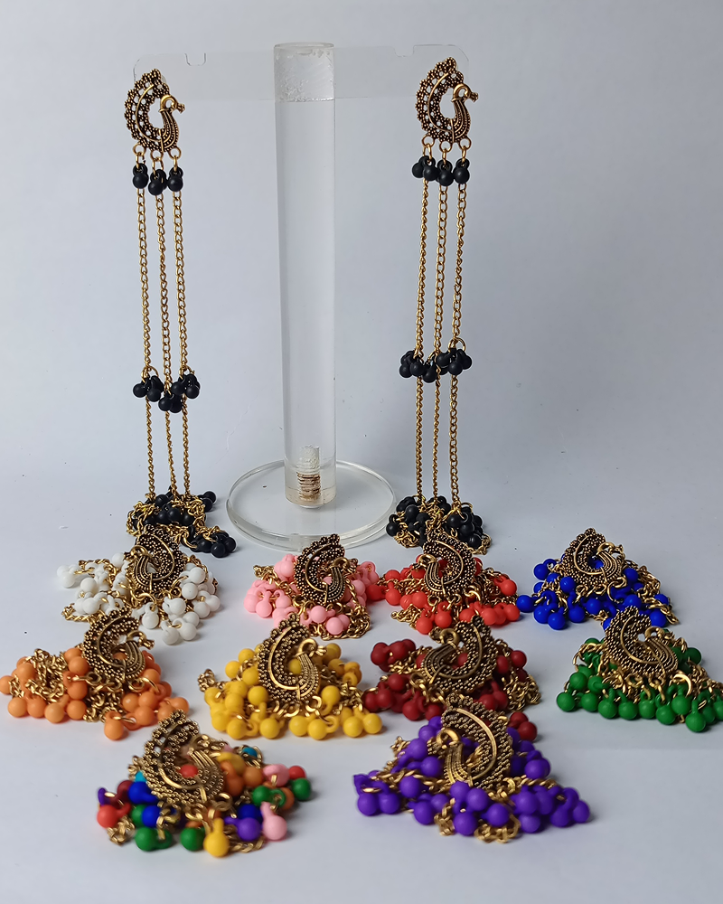 Mayur Cascade Long Tassel Earrings