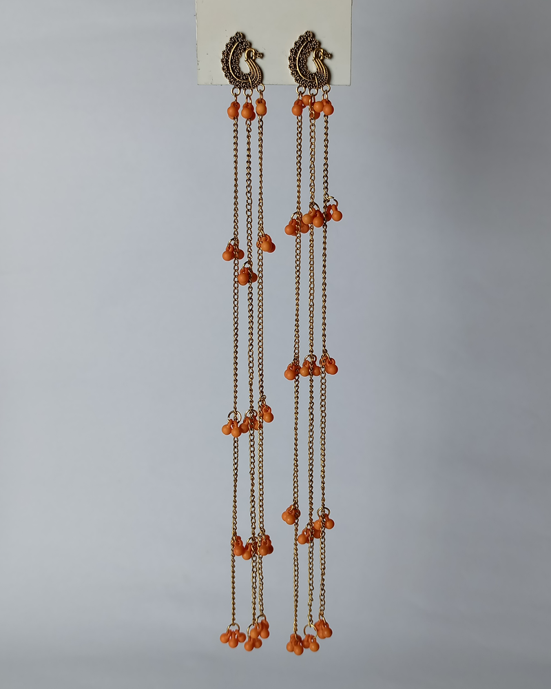 Mayur Cascade Long Tassel Earrings - Image 10