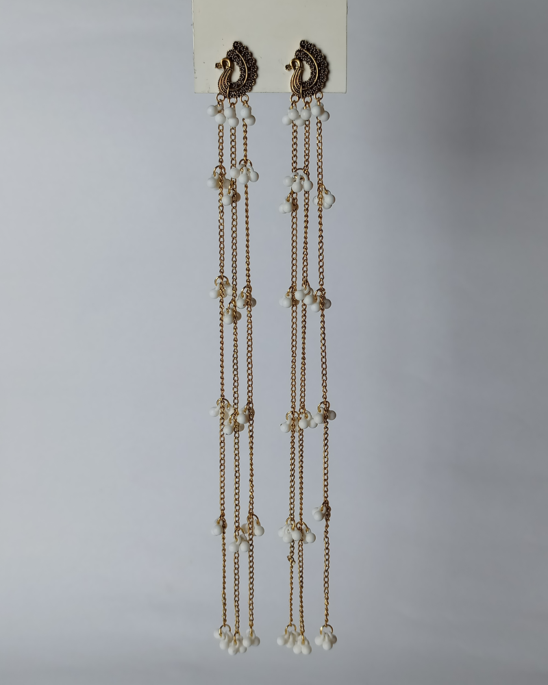 Mayur Cascade Long Tassel Earrings - Image 9