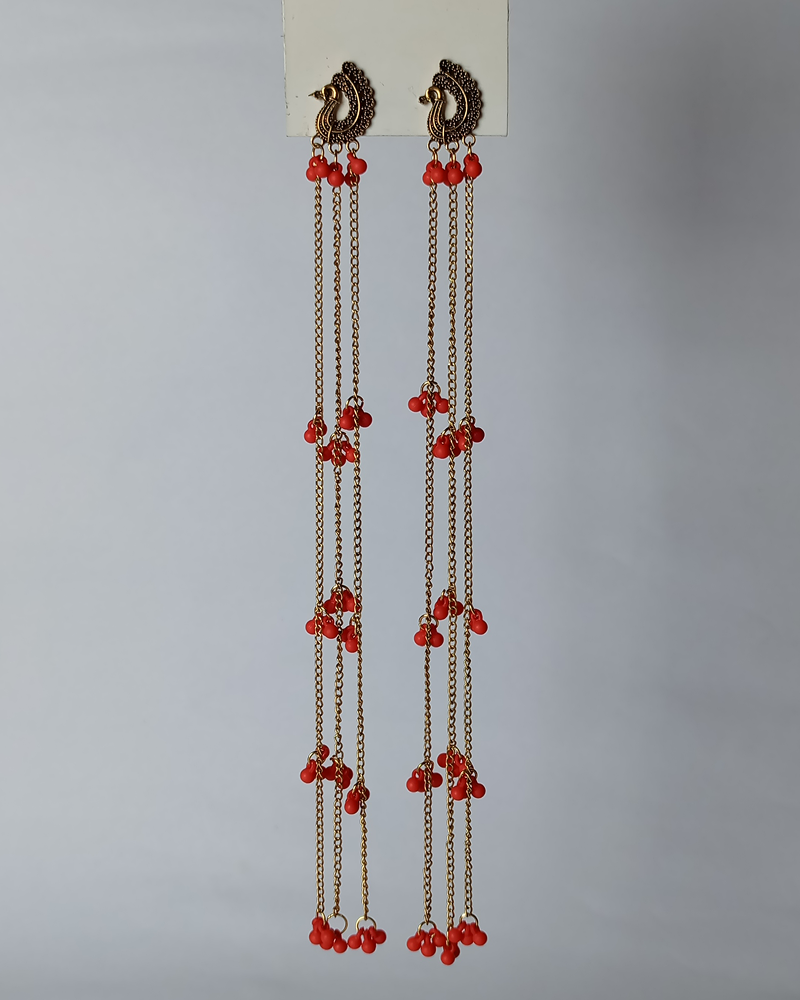 Mayur Cascade Long Tassel Earrings - Image 8