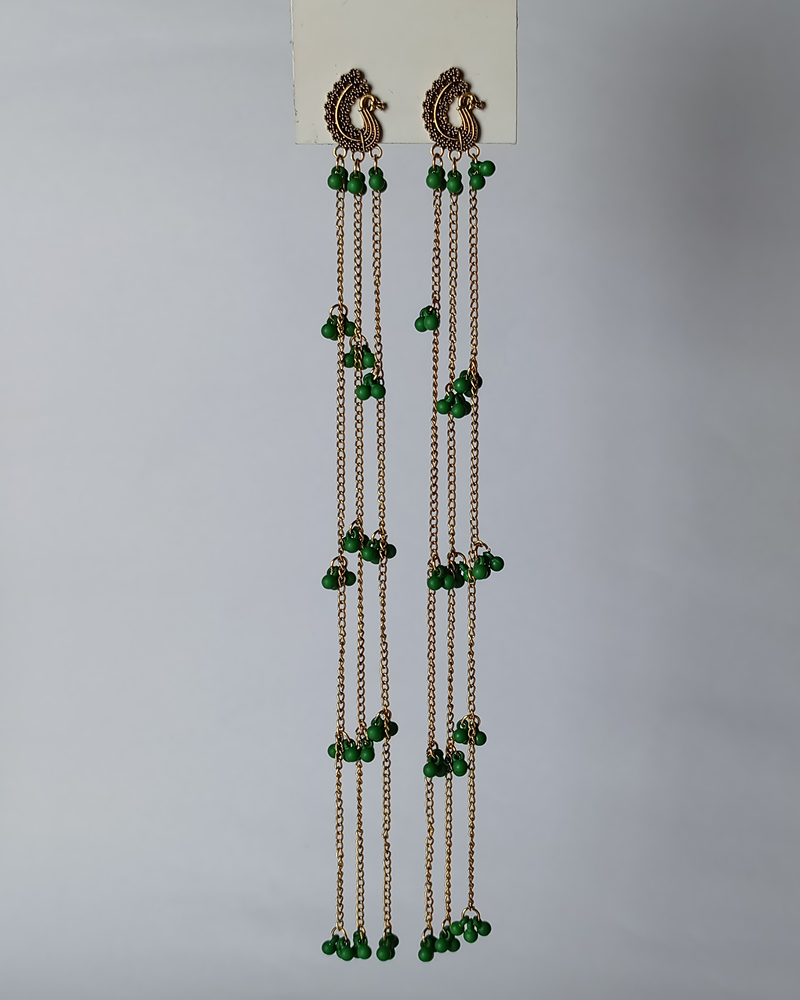 Mayur Cascade Long Tassel Earrings - Image 7