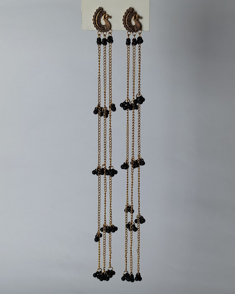 Mayur Cascade Long Tassel Earrings - Image 6