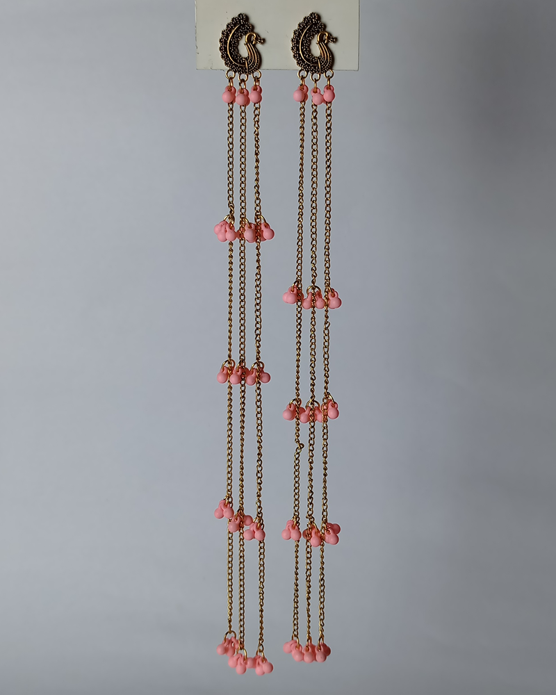 Mayur Cascade Long Tassel Earrings - Image 5