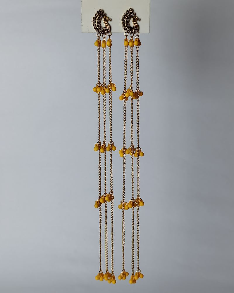 Mayur Cascade Long Tassel Earrings - Image 4