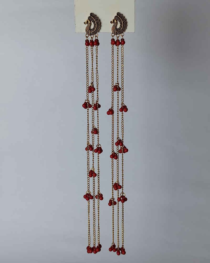 Mayur Cascade Long Tassel Earrings - Image 11