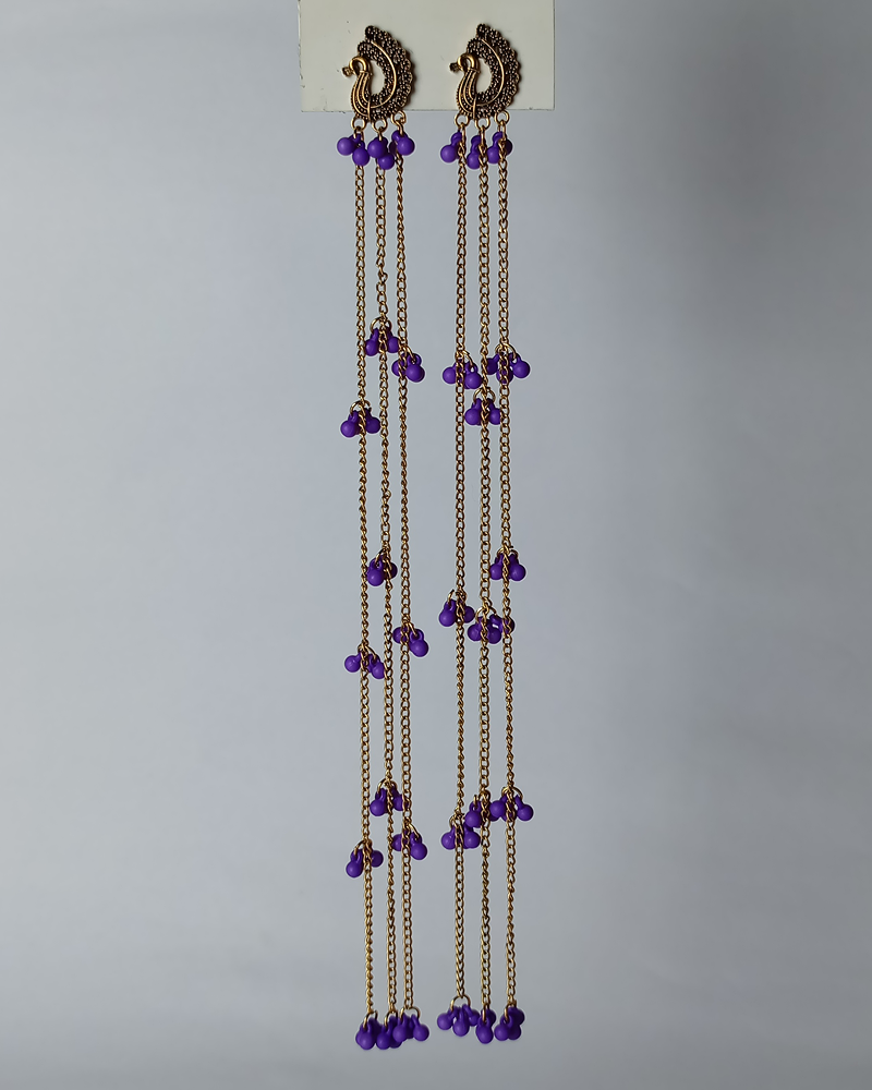 Mayur Cascade Long Tassel Earrings - Image 12