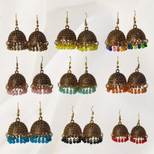 Antique Gold Dome Jhumka Earrings