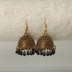 Antique Gold Dome Jhumka Earrings