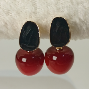 Cherry Drop Enamel Stud Earrings