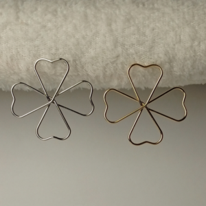 Four-Leaf Clover Wire Stud Earrings