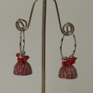 Silver Hoop Jhumki Earrings