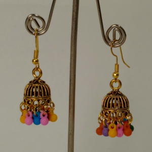 Antique Gold Mini Jhumka Fishhook Earrings
