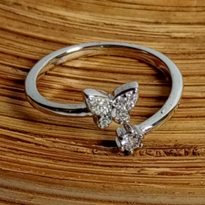 Dual Crystal Open Adjustable Ring