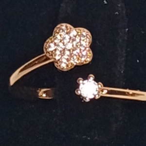 Rose Gold Dual Crystal Open Ring